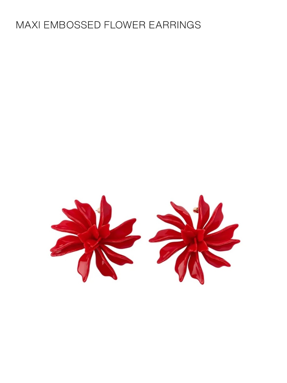 Zara maxi embossed Red Floral Petal Statement Earrings - Picture 5 of 6